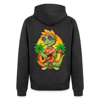 Lustige Eidechse Cartoon Sommer Strand Sonnenbrille - Unisex Premium Bio Zip Hoodie - Anthrazit meliert - Hinten - Nico (187cm)