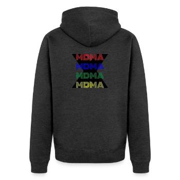 MDMA XTC Extasy - Unisex Premium Bio Zip Hoodie - Anthrazit meliert - Hinten - Nico (187cm)