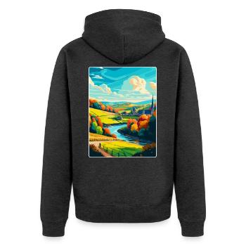 Ardennen Frankreich Vintage Reiseplakat Souvenir WPA - Unisex Premium Bio Zip Hoodie - Anthrazit meliert - Hinten - Nico (187cm)