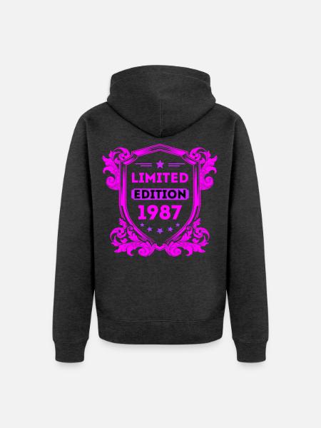 1987 - Unisex Premium Bio Zip Hoodie - Anthrazit meliert