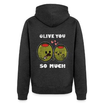Knorriger Olivenbaum Mittelmeer - Unisex Premium Bio Zip Hoodie - Anthrazit meliert - Hinten - Nico (187cm)