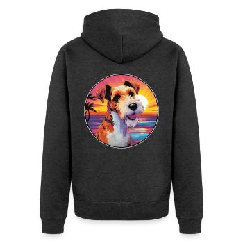 Draht Foxterrier Hunderasse Bunte Karikatur Wasserc - Unisex Premium Bio Zip Hoodie - Anthrazit meliert - Hinten - Nico (187cm)