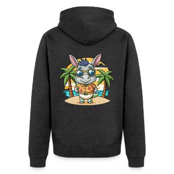 Esel Lustige Cartoon Sommer Strand Sonnenbrille - Unisex Premium Bio Zip Hoodie - Anthrazit meliert - Hinten - Nico (187cm)