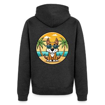 Lettischer Jagdhund Rasse Cartoon Sonnenbrille Strand - Unisex Premium Bio Zip Hoodie - Anthrazit meliert - Hinten - Nico (187cm)