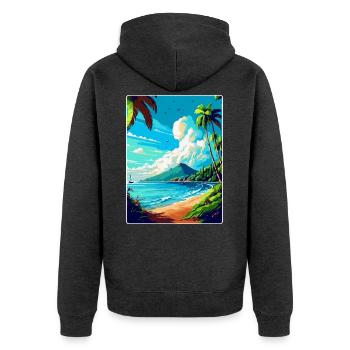 Martinique Caraïbes Vintage Voyage Affiche WPA Art - Veste à capuche bio Premium Unisexe - anthracite chiné - Dos - Nico (187cm)