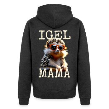 Igel Mama Mom Igelfrau Muttertag Igelmama Igel Mum - Unisex Premium Bio Zip Hoodie - Anthrazit meliert - Hinten - Nico (187cm)