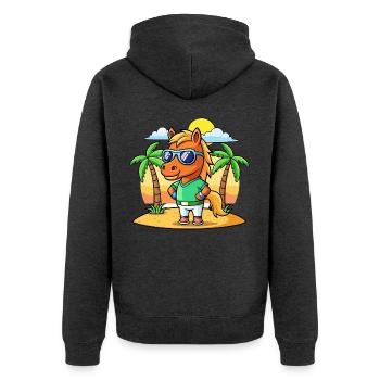Cheval Drôle Dessin Animé Plage Été Lunettes de soleil - Veste à capuche bio Premium Unisexe - anthracite chiné - Dos - Nico (187cm)