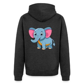 Elephant Cute Mascot Cartoon Character Kawaii - Unisex Premium Organic Zip Hoodie - heather anthracite - Back - Nico (187cm)