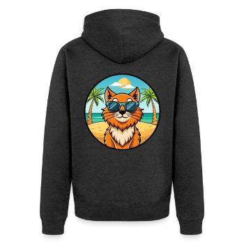 Ingwer Langhaar Katze Rasse Cartoon Sonnenbrille Strand - Unisex Premium Bio Zip Hoodie - Anthrazit meliert - Hinten - Nico (187cm)