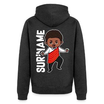 Lebensfroher Surinamer Regenwald - Unisex Premium Bio Zip Hoodie - Anthrazit meliert - Hinten - Nico (187cm)