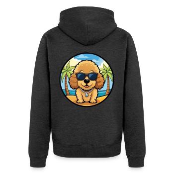 Spielzeug Pudel Hund Rasse Cartoon Sonnenbrille Strand - Unisex Premium Bio Zip Hoodie - Anthrazit meliert - Hinten - Nico (187cm)