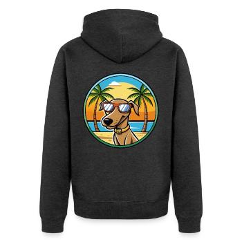 Plott Hound Hund Rasse Cartoon Sonnenbrille Strand - Unisex Premium Bio Zip Hoodie - Anthrazit meliert - Hinten - Nico (187cm)