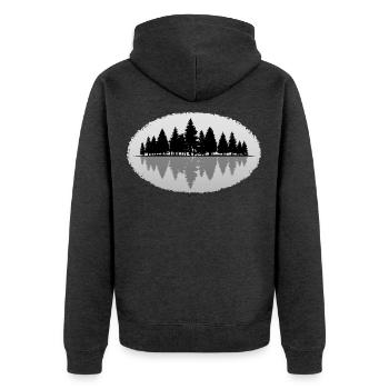 Wald Forest - Unisex Premium Bio Zip Hoodie - Anthrazit meliert - Hinten - Nico (187cm)