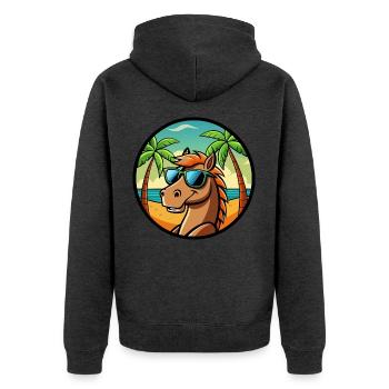 Cheval Drôle Dessin Animé Plage D’été Lunettes De Soleil Cool - Veste à capuche bio Premium Unisexe - anthracite chiné - Dos - Nico (187cm)
