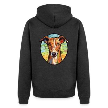 Lurcher Hunderasse Bunte Aquarell-Illustration - Unisex Premium Bio Zip Hoodie - Anthrazit meliert - Hinten - Nico (187cm)