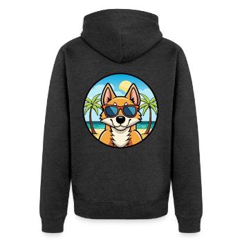 Chilenische Foxterrier Hunderasse Cartoon Sonnenbrille - Unisex Premium Bio Zip Hoodie - Anthrazit meliert - Hinten - Nico (187cm)