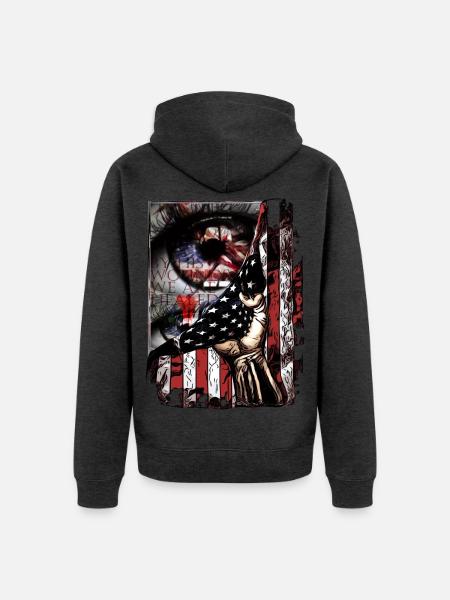 Flagge im Handgriff Kunst - Unisex Premium Bio Zip Hoodie - Anthrazit meliert