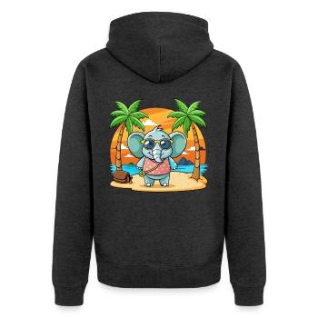 Elefant Lustige Cartoon Sommer Strand Sonnenbrille - Unisex Premium Bio Zip Hoodie - Anthrazit meliert - Hinten - Nico (187cm)
