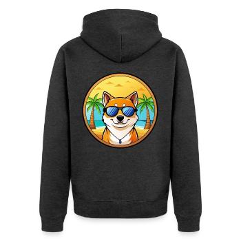 Shih Poo Hunderasse Cartoon Sonnenbrille Strand - Unisex Premium Bio Zip Hoodie - Anthrazit meliert - Hinten - Nico (187cm)