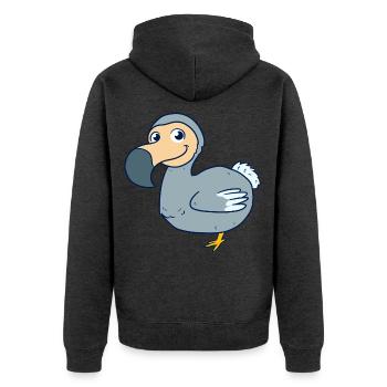 Dodo Dudu - Unisex Premium Bio Zip Hoodie - Anthrazit meliert - Hinten - Nico (187cm)