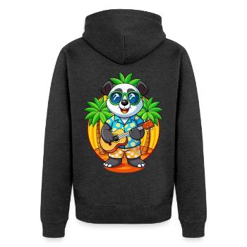 Lustige Panda Sommer Strand Sonnenbrille Hawaiianisch - Unisex Premium Bio Zip Hoodie - Anthrazit meliert - Hinten - Nico (187cm)