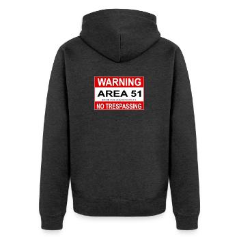 AREA 51 Shield - Unisex Premium Organic Zip Hoodie - heather anthracite - Back - Nico (187cm)