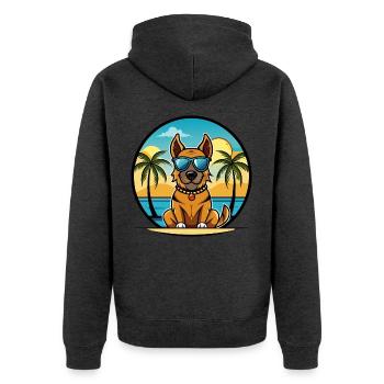 Broholmer Hunderasse Cartoon Sonnenbrille Strand - Unisex Premium Bio Zip Hoodie - Anthrazit meliert - Hinten - Nico (187cm)