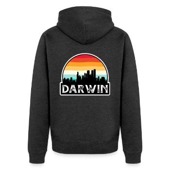 Darwin Australien Flagge Skyline Reisesouvenir - Unisex Premium Bio Zip Hoodie - Anthrazit meliert - Hinten - Nico (187cm)