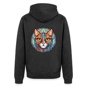 Pixie Bob Katze bunte Aquarell Haustier Illustration - Unisex Premium Bio Zip Hoodie - Anthrazit meliert - Hinten - Nico (187cm)
