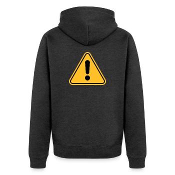 Warnzeichen / Ausrufezeichen - Unisex Premium Bio Zip Hoodie - Anthrazit meliert - Hinten - Nico (187cm)