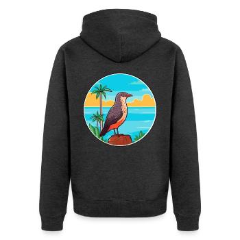 Kuckuck Aquarell Cartoon Kawaii Clipart Tier - Unisex Premium Bio Zip Hoodie - Anthrazit meliert - Hinten - Nico (187cm)