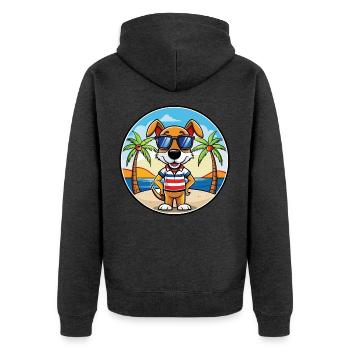 Französische Tricolor Hound Rasse Cartoon Sonnenbrille - Unisex Premium Bio Zip Hoodie - Anthrazit meliert - Hinten - Nico (187cm)