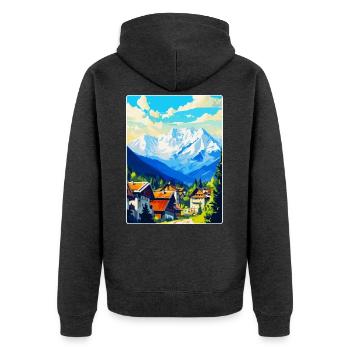 Zakopane Polen Vintage Reiseplakat Souvenir WPA - Unisex Premium Bio Zip Hoodie - Anthrazit meliert - Hinten - Nico (187cm)
