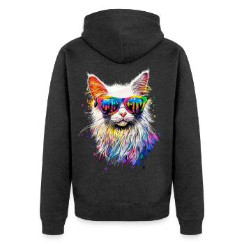 Angora Katze Weiße Angorakatze Süße Angora Katzen - Unisex Premium Bio Zip Hoodie - Anthrazit meliert - Hinten - Nico (187cm)