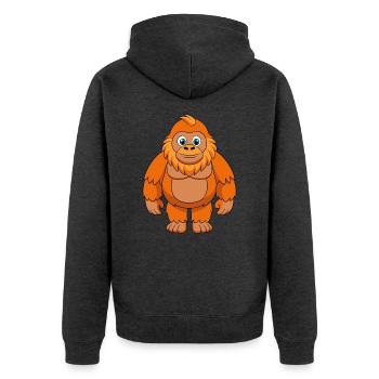 Big Foot Niedliche Maskottchen Zeichentrickfigur Kawaii - Unisex Premium Bio Zip Hoodie - Anthrazit meliert - Hinten - Nico (187cm)