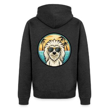 Komondor Hunderasse Cartoon Sonnenbrille Strand - Unisex Premium Bio Zip Hoodie - Anthrazit meliert - Hinten - Nico (187cm)