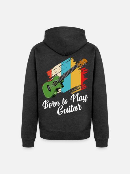 Born to play the guitar - Unisex Premium Organic Zip Hoodie - heather anthracite