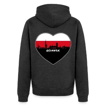 Danzig Polen Flagge Skyline Reise Souvenir - Unisex Premium Bio Zip Hoodie - Anthrazit meliert - Hinten - Nico (187cm)