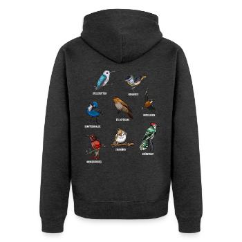 Vögel Gartenvögel Vogelwelt - Unisex Premium Bio Zip Hoodie - Anthrazit meliert - Hinten - Nico (187cm)