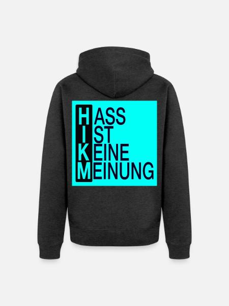 Hass ist keine Meinung - Unisex Premium Bio Zip Hoodie - Anthrazit meliert