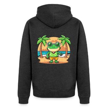 Frosch Lustige Cartoon Sommer Strand Sonnenbrille - Unisex Premium Bio Zip Hoodie - Anthrazit meliert - Hinten - Nico (187cm)