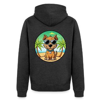 Teddy Roosevelt Terrier Hunderasse Cartoon Strand - Unisex Premium Bio Zip Hoodie - Anthrazit meliert - Hinten - Nico (187cm)