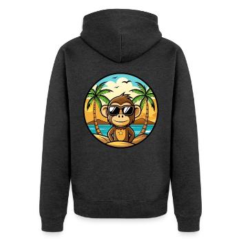 Singe Drôle Dessin Animé Plage D’été Lunettes De Soleil Cool - Veste à capuche bio Premium Unisexe - anthracite chiné - Dos - Nico (187cm)