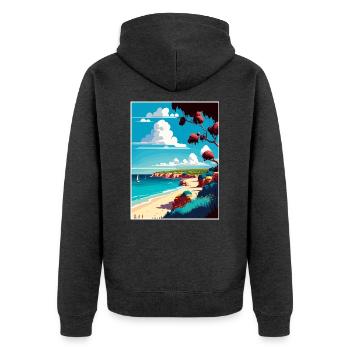 Mornington Halbinsel Australien Reiseposter - Unisex Premium Bio Zip Hoodie - Anthrazit meliert - Hinten - Nico (187cm)