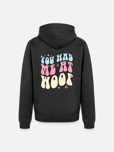 Du hattest mich bei Woof - Unisex Premium Bio Zip Hoodie - Anthrazit meliert