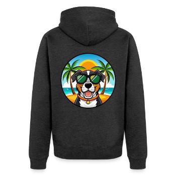 Grand Bouvier Suisse Race Cartoon Beach - Veste à capuche bio Premium Unisexe - anthracite chiné - Dos - Nico (187cm)