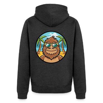 Bigfoot Lustige Cartoon Sommer Strand Sonnenbrille Cool - Unisex Premium Bio Zip Hoodie - Anthrazit meliert - Hinten - Nico (187cm)
