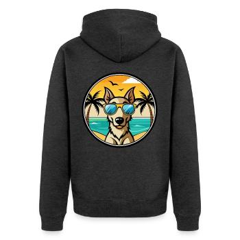 Lurcher Hund Rasse Cartoon Sonnenbrille Strand - Unisex Premium Bio Zip Hoodie - Anthrazit meliert - Hinten - Nico (187cm)