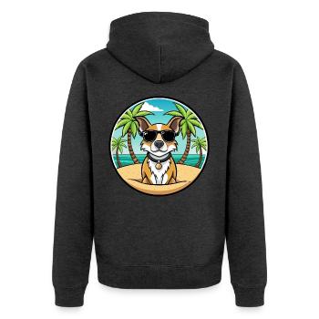 Braque Auvergne Hunderasse Cartoon Sonnenbrille Strand - Unisex Premium Bio Zip Hoodie - Anthrazit meliert - Hinten - Nico (187cm)