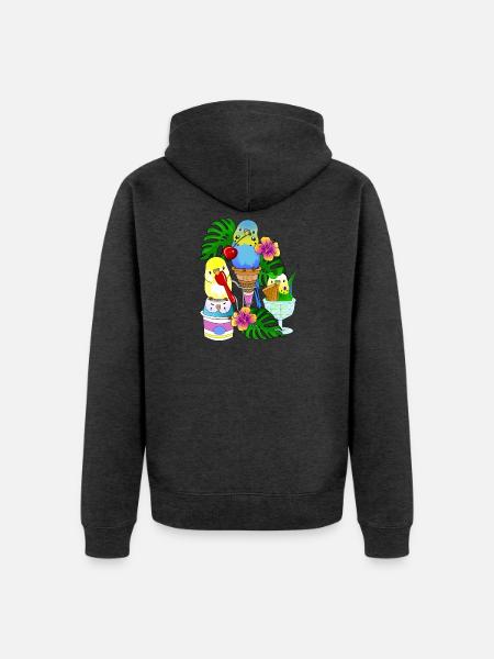 Wellensittich Eis Eiscreme - Unisex Premium Bio Zip Hoodie - Anthrazit meliert